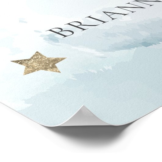 Blue Cloud 9 Stars Baby Dusche Begrüßungszeichen Poster (Ecke)