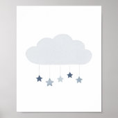 Blue Cloud and Stars Boy Kinderzimmer Poster (Vorne)