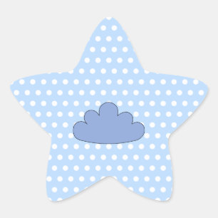 Blue Cloud auf Blue und White Polka Dots. Stern-Aufkleber
