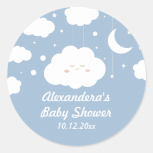 Blue Cloud Baby Dusche Gefallen Runder Aufkleber