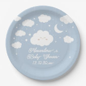 Blue Cloud Baby Dusche Pappteller (Vorderseite)