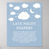 Blue Cloud Baby Dusche Spate Night Diapers Game Poster (Vorne)
