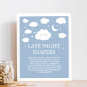 Blue Cloud Baby Dusche Spate Night Diapers Game Poster