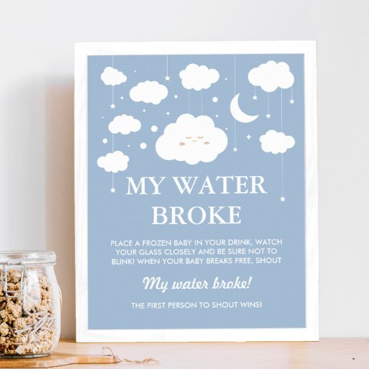 Blue Cloud Baby Dusche Spiel mein Wasser Brot Poster