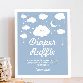 Blue Cloud Baby Dusche Windeln Raffle Game Poster