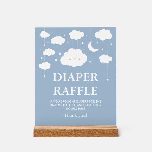 Blue Cloud Baby Duwer Diaper Raffle Acrylschild (Vorderseite)