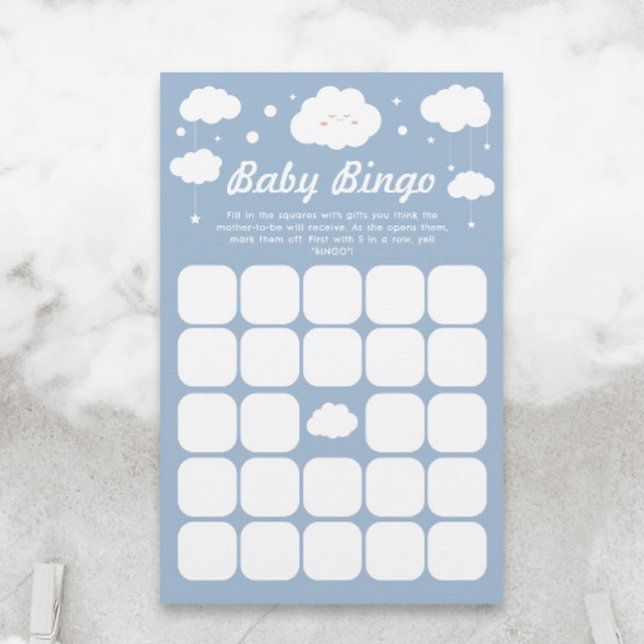 Blue Cloud Baby Shower Baby Bingo Game (Von Creator hochgeladen)
