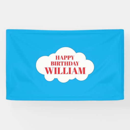 Blue Cloud Birthday Party Background/ 3' x 5' Banner (Horizontal)