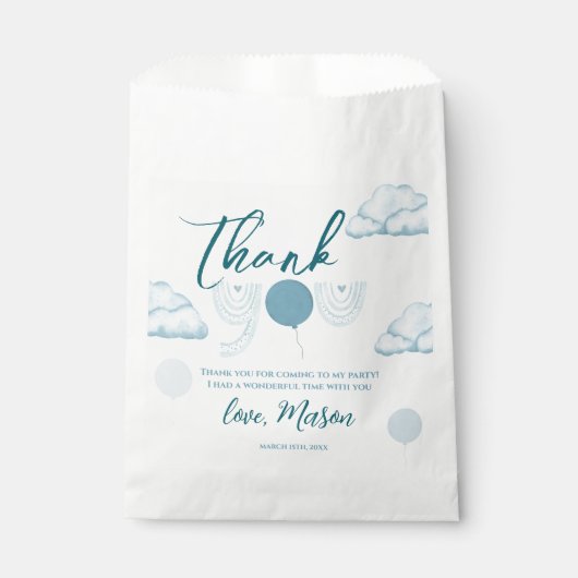 Blue Cloud Boho Mr Onederful Thank You Party Geschenktütchen (Vorderseite)