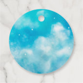 Blue Cloud Nine Baby Dusche Geschenkanhänger (Rückseite)