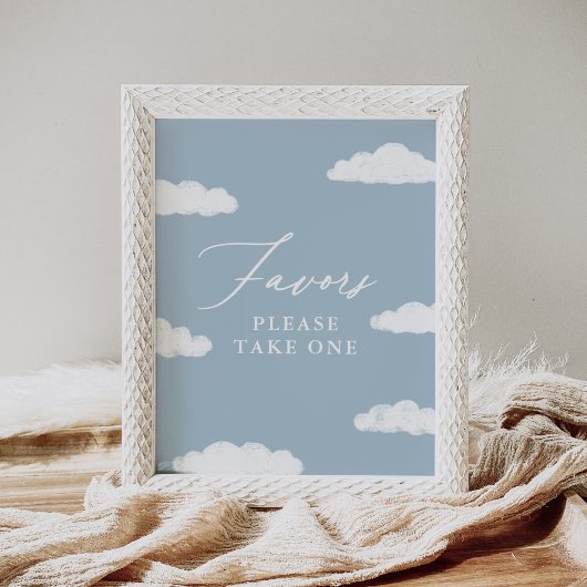 Blue Cloud Nine Baby Shower Favorit Schild