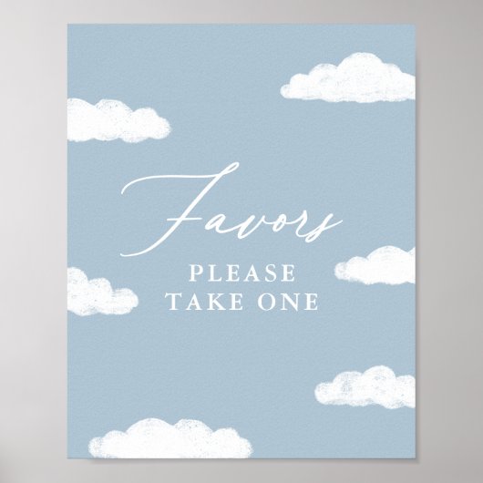 Blue Cloud Nine Baby Shower Favorit Schild (Vorne)