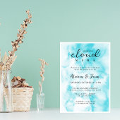 Blue Cloud Nine Modern Stylish Baby Shower Einladung