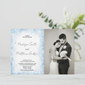 Blue Cloud Snows Hochzeitseinladungen mit Foto Einladung (Stehend Vorderseite)