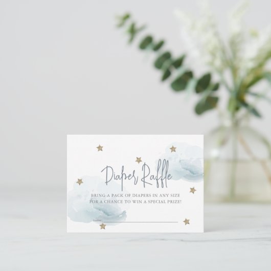 Blue Cloud & Star Baby Duschkabine - Raffle Ticket Begleitkarte (Stehend Vorderseite)