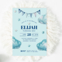 Blue Cloud Star Bunting Banner