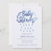 Blue Cloud und Raindrops Baby Dusche Einladung (Vorderseite)
