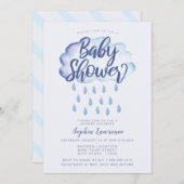 Blue Cloud und Raindrops Baby Dusche Einladung (Vorne/Hinten)