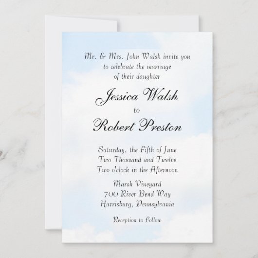 Blue Cloud Wedding Einladungen (Vorderseite)