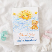 Blue Clouds Bear Baby Shower Thank You Card Karte