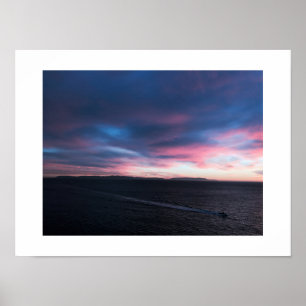 Blue Clouds Boat Sunset Color Fotografie Poster