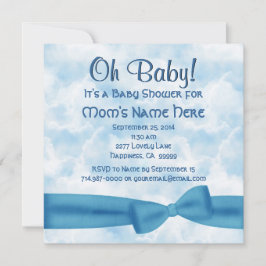Blue Clouds Bow und Leopard Baby Boy Dusche Einladung
