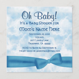 Blue Clouds Bow und Leopard Baby Boy Dusche Einladung