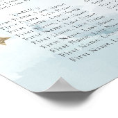 Blue Clouds & Gold Stars Baby Shower Chart Poster (Ecke)