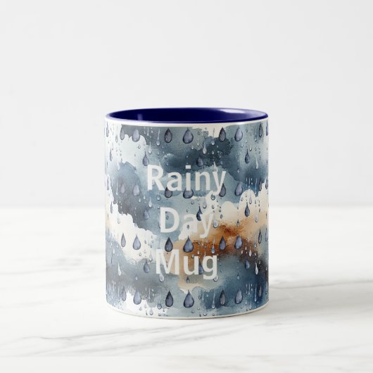 Blue Clouds Rainy Day Zweifarbige Tasse (Mittel)