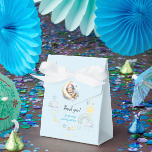 Blue Clouds Stars und Regenbogen Sleepy Teddy Bear Geschenkschachtel