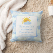 Blue Clouds Sunshine Personalisiert Baby Birth Sta Kissen (Decke)