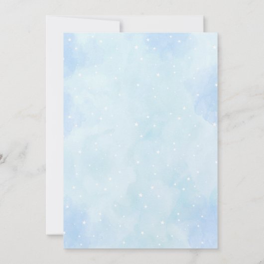 Blue Clouds Teddy Bear Hot Air Ballon Babydusche Einladung (Rückseite)