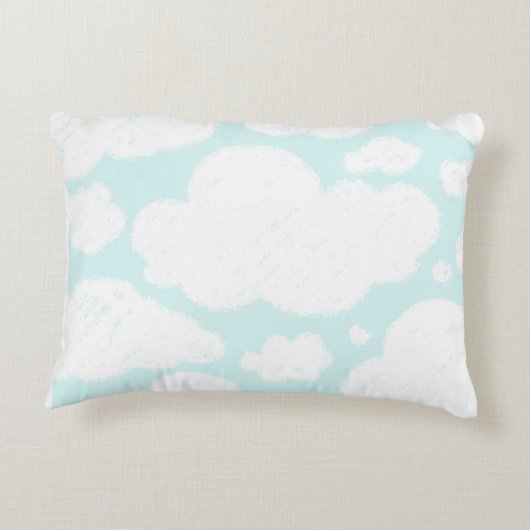 Blue Clouds Watercolor Baby Kinderzimmer Dekokissen (Rückseite)