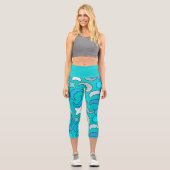 Blue Cloudy Moon Capri Leggings (Vorderseite)