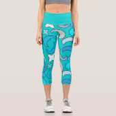 Blue Cloudy Moon Capri Leggings (Vorderseite)