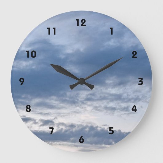 Blue Cloudy Sky Große Wanduhr (Vorderseite)
