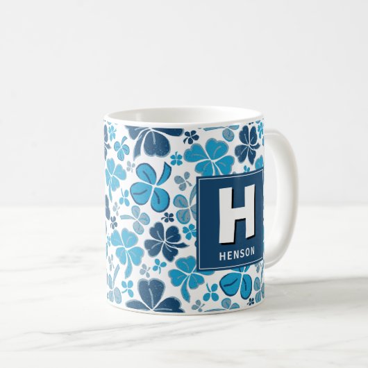 Blue Clover Kleeblatt Mit Monogramm St. Patrick`s  Kaffeetasse (VorderseiteRechts)