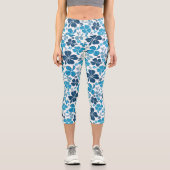 Blue Clover Kleeblatt Pattern St Patrick`s Day Capri Leggings (Vorderseite)