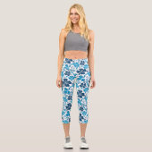 Blue Clover Kleeblatt Pattern St Patrick`s Day Capri Leggings (Vorderseite)