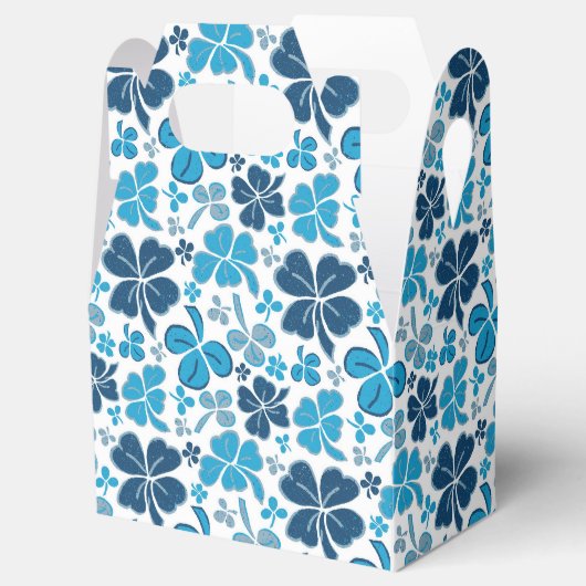 Blue Clover Kleeblatt Pattern St Patrick`s Day Geschenkschachtel (Geöffnet)