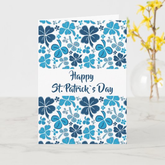 Blue Clover Kleeblatt Pattern St Patrick`s Day Karte (Gelbe Blume)