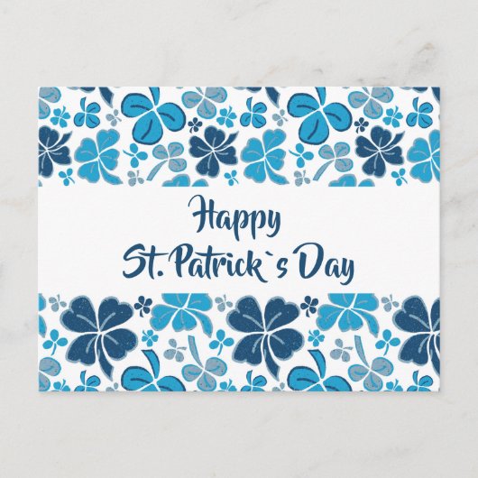 Blue Clover Kleeblatt Pattern St Patrick`s Day Postkarte (Vorderseite)