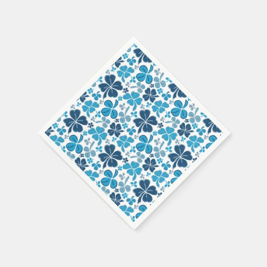 Blue Clover Kleeblatt Pattern St Patrick`s Day Serviette (Ecke)