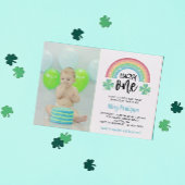 Blue Clover Regenbogen Lucky Ein Foto 1. Geburtsta Einladung