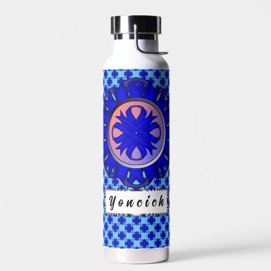 Blue Clover Ribbon von Kenneth Yoncich Trinkflasche (Links)