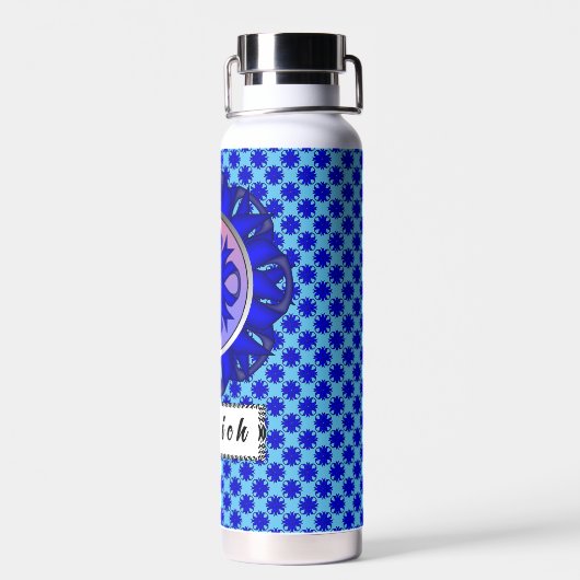 Blue Clover Ribbon von Kenneth Yoncich Trinkflasche (Rückseite)