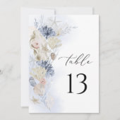 Blue Coastal Beach Wedding Table Number Card (Vorderseite)