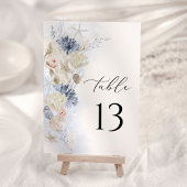 Blue Coastal Beach Wedding Table Number Card
