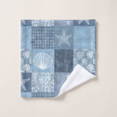 Blue Coastal Boho Badhandtuch Set (Waschlappen)