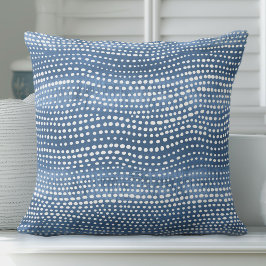 Blue Coastal Boho Throw Pillow Kissen